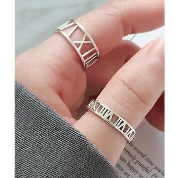 silver SHANICE, 925 пробы, Серебряное Открытое кольцо INS, простые римские цифры, кольцо на палец для женщин, массивное регулируемое кольцо - Цвет основного камня: silver