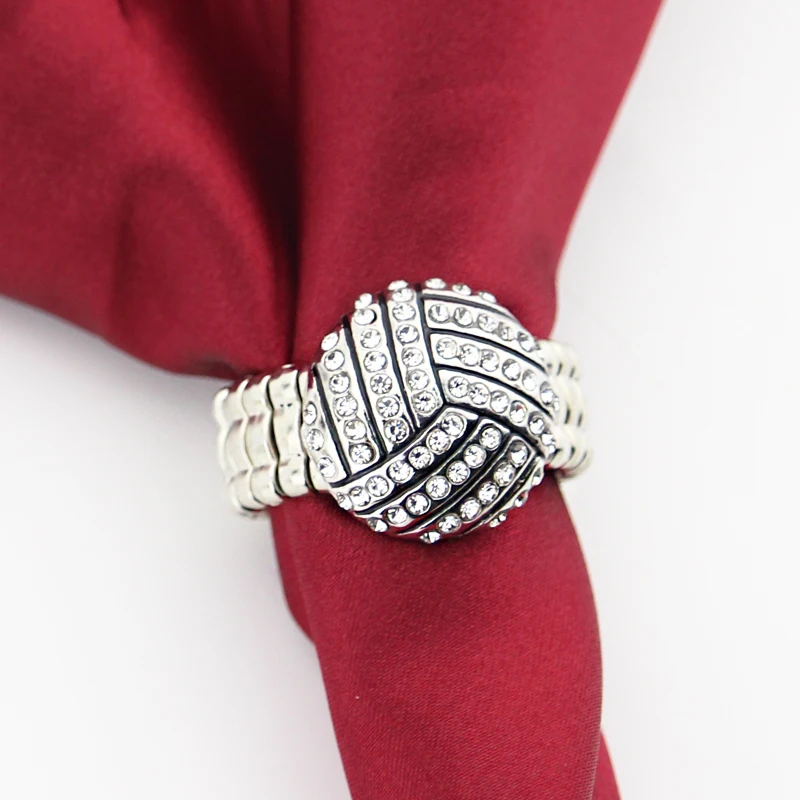 Высокое качество Регулируемый эластичность Стразы Bling Кристалл Эмаль "волейбол" в форме кольца спортивные девушки кольцо дропшиппинг