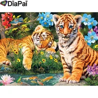 diapai 5d diy diamond painting 100 full squareround drill animal tiger diamond embroidery cross stitch 3d decor a21867