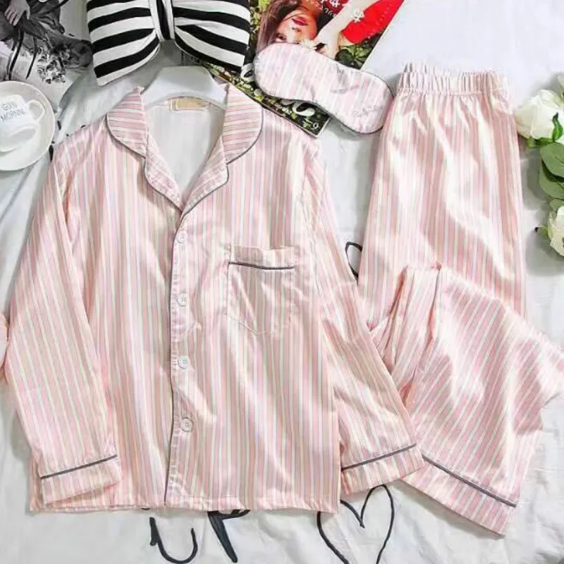 Женский пижамный комплект простой мягкий из искусственного шелка с длинным