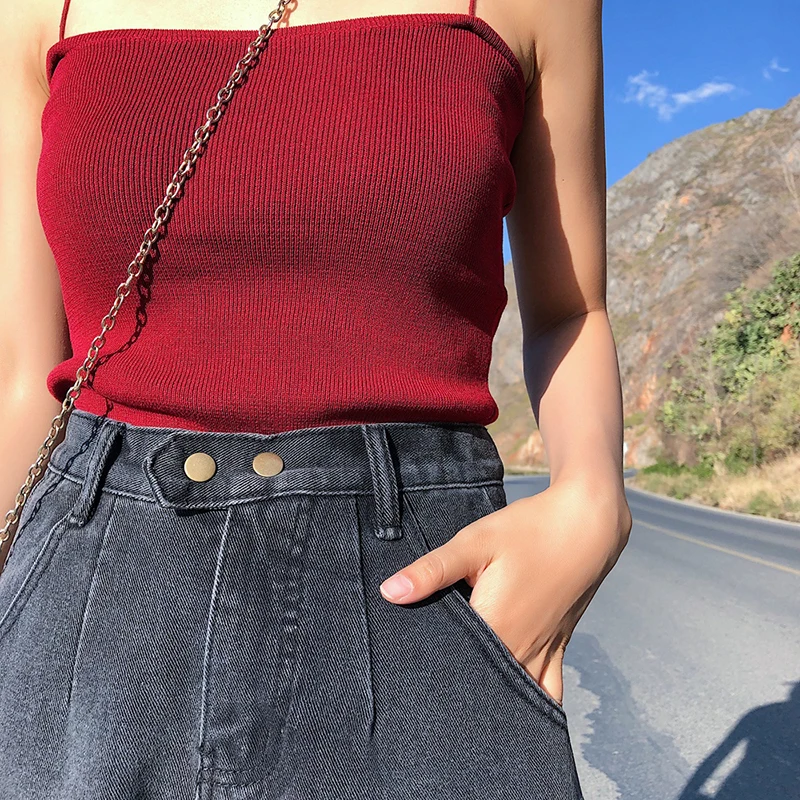 Женские джинсовые шорты с высокой талией свободные черного и синего цвета для