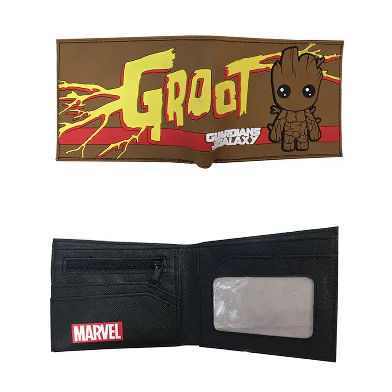 02 Новинка, кошелек для монет Groot, двойной, мультяшный, короткий кошелек, цветной, с принтом, держатель для карт, на молнии, Poucht, для мальчиков и девочек, кошельки для подростков, подарок - Цвет: 02