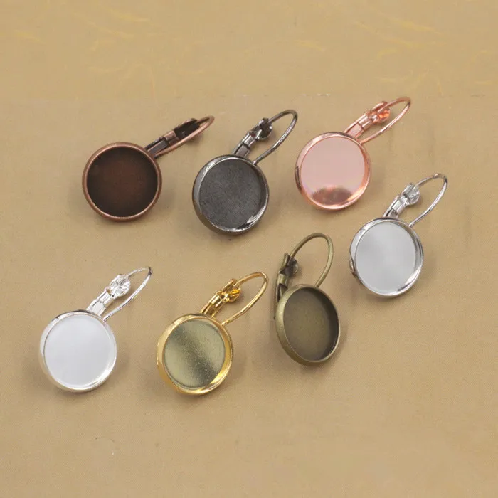 

10pcs 8 12 14 20 25mm blank earrings settings Round French Earrings Blank Base fit Glass Cabochons cameo jewelry findings