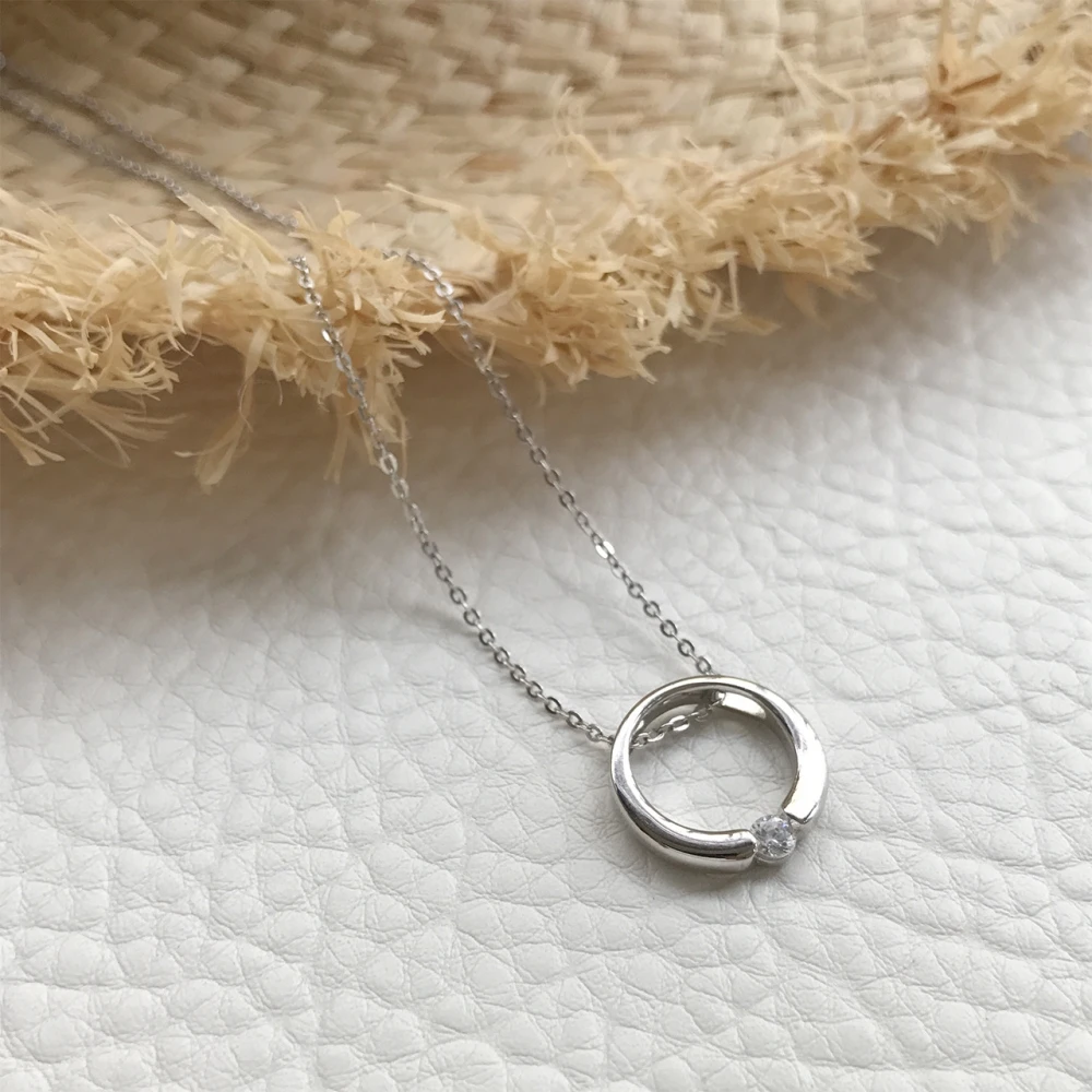 Ожерелье с кулоном женское из серебра 925 пробы покрытием белого золота 18 К и