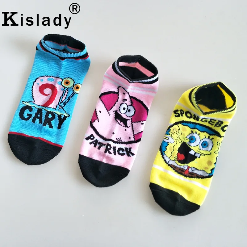 Новые летние женские невидимые носки Kawaii с губкой Бобом короткие забавные носки с рисунками Милые Удобные носки-башмачки с Муми-троллями