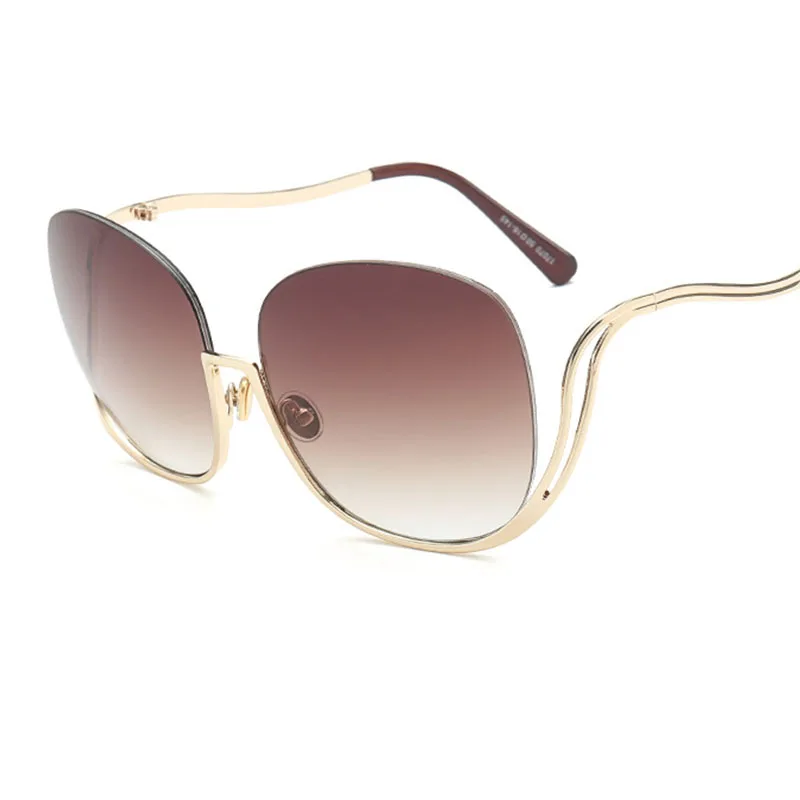 Роскошные брендовые круглые солнцезащитные очки в полуоправе для женщин без
