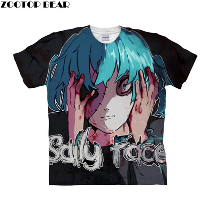 TX1096 Sally Face Magic Show 3D женские футболки, летняя футболка для путешествий, Мужская футболка, футболки с коротким рукавом, уличная одежда, Прямая поставка, ZOOTOPBEAR - Цвет: TX1096
