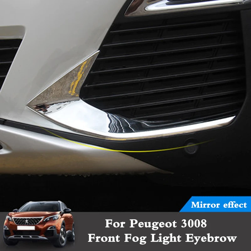 Для peugeot 3008 3008GT передний противотуманный светильник, Обшивка Рамы, светильник для бровей, АБС ХРОМ, передняя фара, противотуманный светильник, крышка лампы