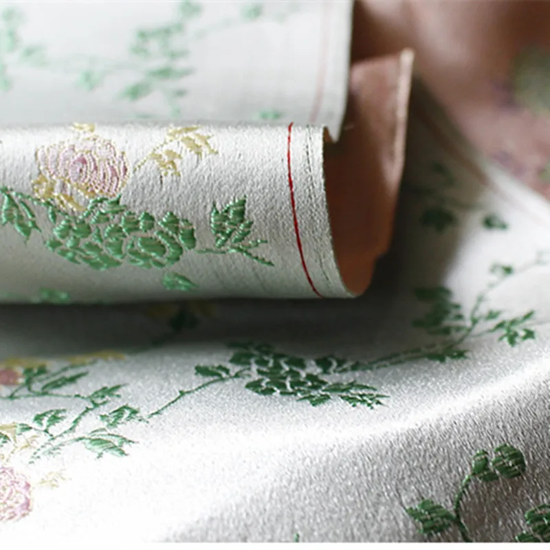 CF547 1 м серый с розовыми цветочками жаккардовая парча ткань китайский cheongsam платье одежда шелковая ткань Подушка DIY шитье ткань