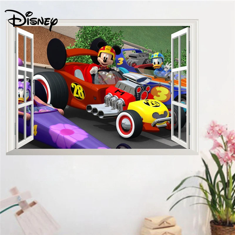 3d стерео стикер Disney Микки Дональд Дак гоночный фон для детской комнаты ТВ
