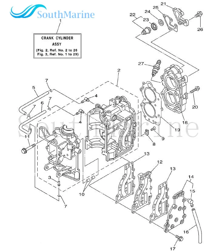 Лодочный мотор 63V-41112-A0 Прокладка выхлопной крышки для Yamaha 2-тактный 9.9hp 15hp