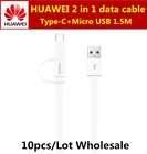 10 шт., 100% оригинал, HUAWEI Honor 2 в 1, USB кабель для передачи данных, 1,5 м, Type-C, Micro USB, кабель для быстрой зарядки телефона для Huawei XIAOMI SAMSUNG