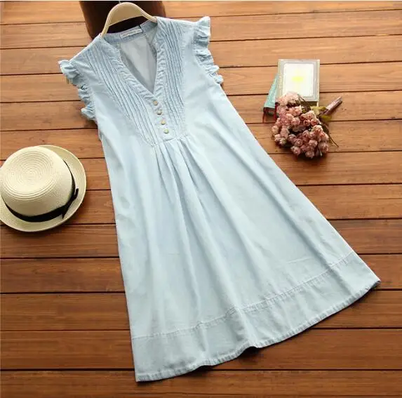 Light Blue Новинка; летние джинсовые платья без рукавов для беременных; джинсовая одежда для беременных; платье с оборками для беременных; Gestante Mother - Цвет: Light Blue