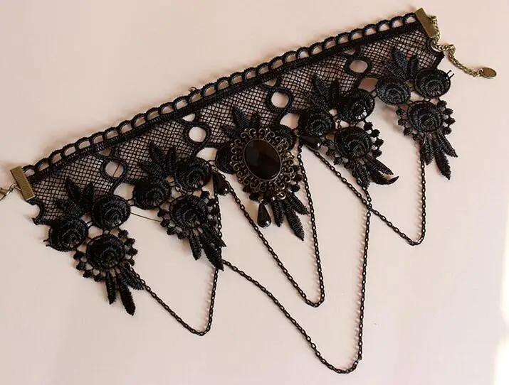 Ожерелье чокер из черного кружева в готическом стиле|fashion jewelry|jewelry fashionlace choker |