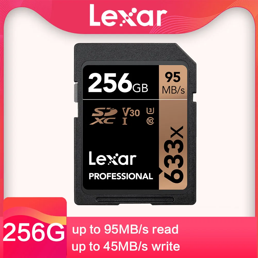 Оригинальная sd карта Lexar 633x 95 м/с 16 ГБ 32 U1 SDHC 64 Гб 128 256 класс 10 U3 SDXC памяти для 1080p 3D 4K