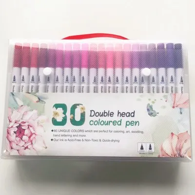 80 Colors 100 цветов двойной кончик кисти маркер акварельные ручки тонкая подводка и кисть Рисование Живопись канцелярские принадлежности для окраски манга каллиграфии - Цвет: 80 Colors