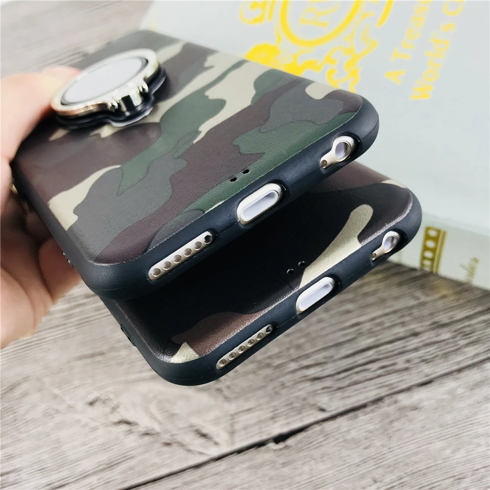 Cases For Iphone 6 Car Holder Stand Magnetic Suction Finger Ring TPU Phone Case IPhone 6S Plus Retro Green Camo Back Cover |