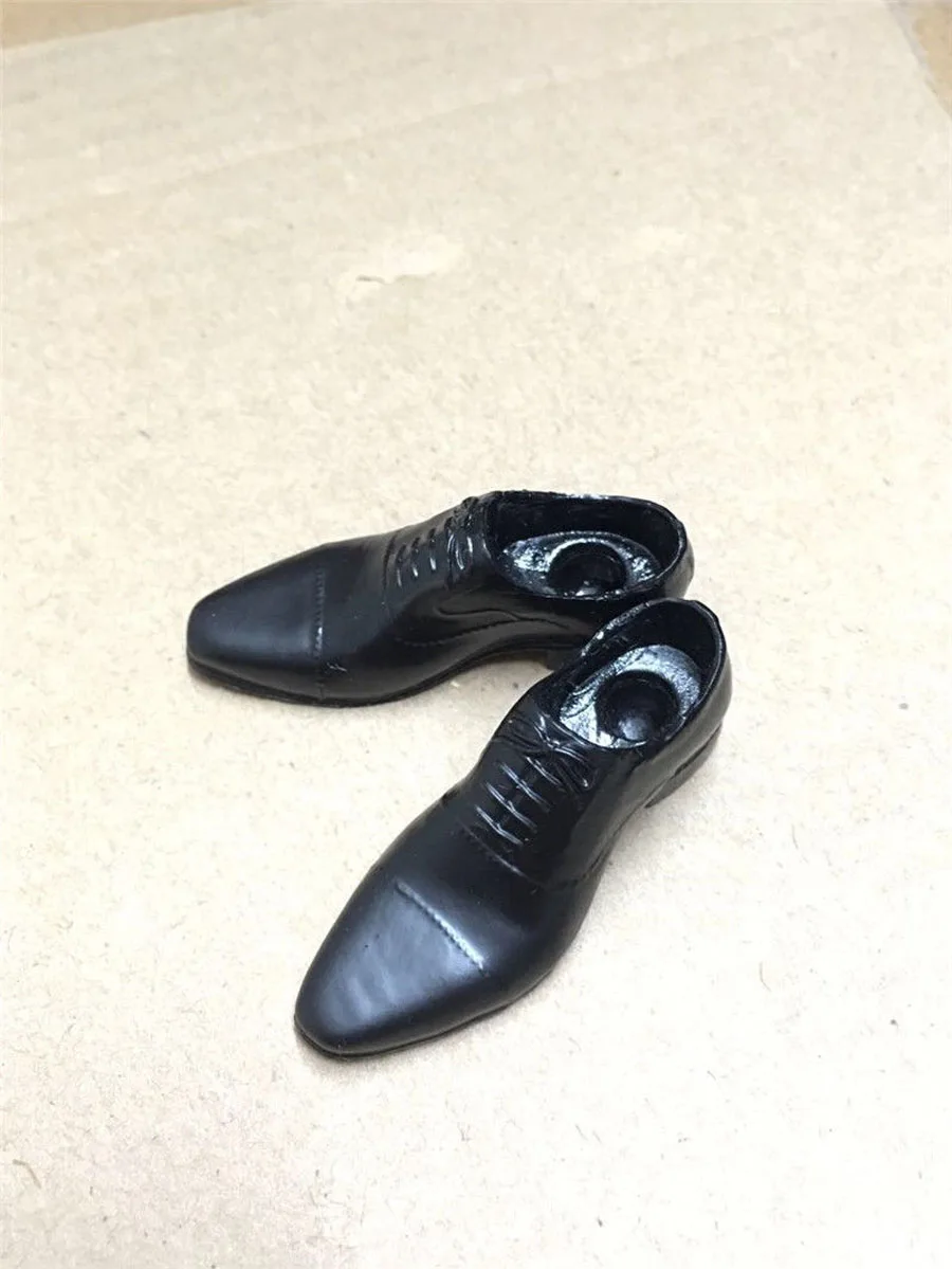 

1/6 Scale Male Black Leather Shoes Model Toys Plastic Model W Peg Inside For 12" Action Figure Body Accessory