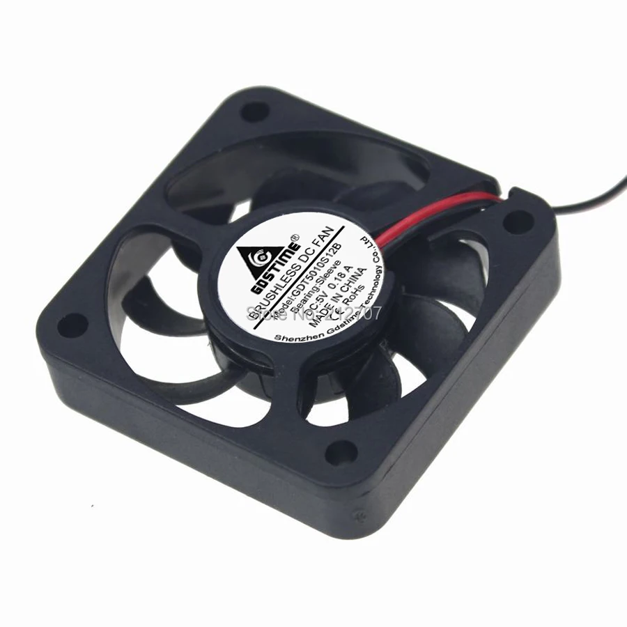 5 шт. Gdstime 2Pin DC 5В 50x50x10 мм 50 см 5010 Бесщеточный вентилятор охлаждения для чехла|brushless
