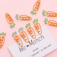 5 pcslot creative kawaii carrot shaped metal paper clip bookmark stationery school office supply escolar papelaria