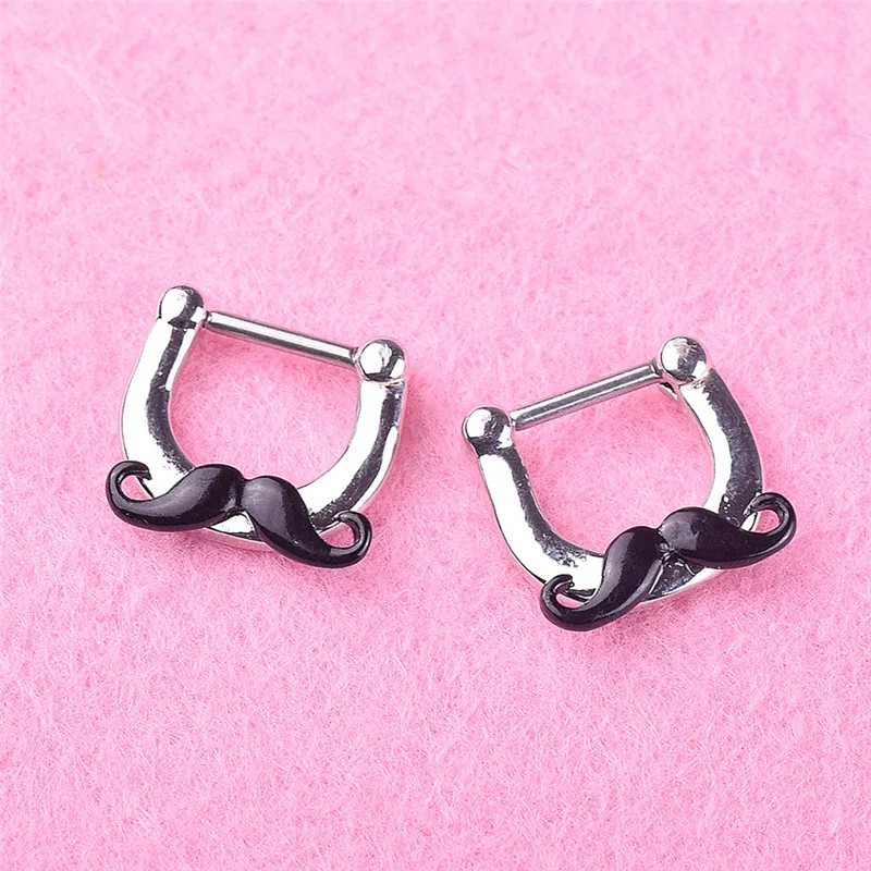 Панк цельнокроеное платье черного цвета в форме усов обруч кольцо-гвоздик нос