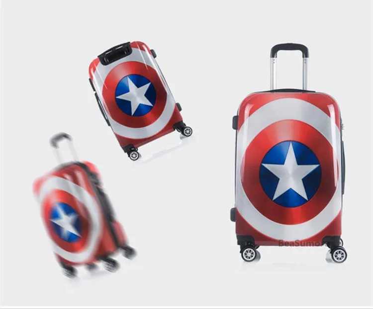 BeaSumore милый мультяшный детский Багаж на колёсиках Spinner super hero чемодан на колесиках, Студенческая дорожная сумка с паролем, тележка для салона