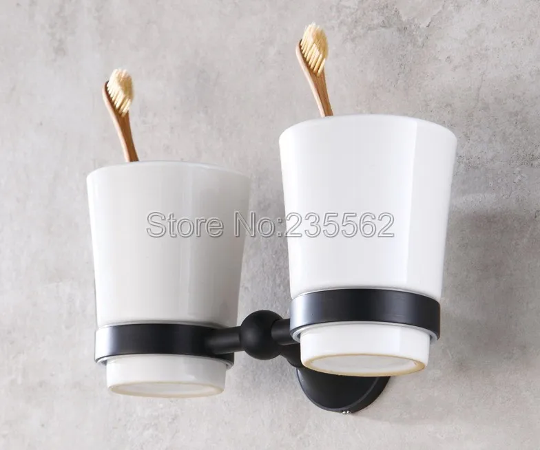 Черные масляные античные латунные настенные держатели для зубных щеток с