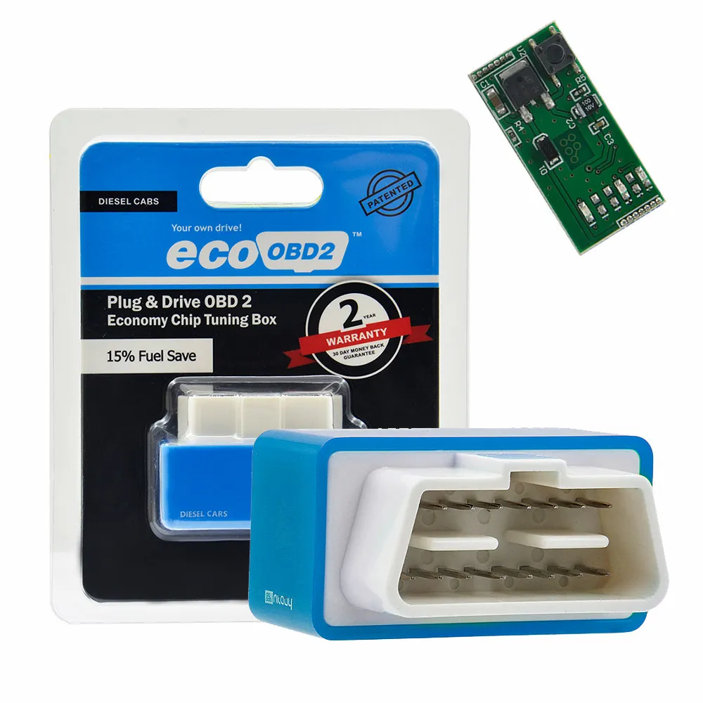 Синий EcoOBD2 экономичный чип блок настройки OBD экономитель топлива для автомобиля Eco OBD2 для бензина/дизельных автомобилей экономии топлива 15% штекер/привод - Цвет: Синий