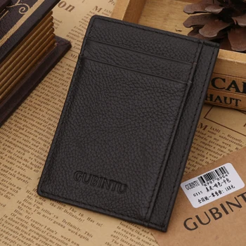 coffee GUBINTU натуральная кожа мужской тонкий передний карман для карт чехол для кредитных карт супер тонкий модный держатель для карт кошелек tarjetero hombre - Цвет: coffee