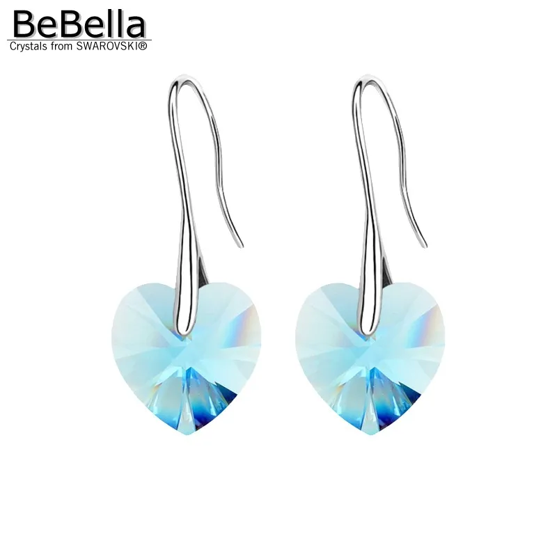 Aquamarine BeBella кристалл сердце висячие серьги кулон серьги с кристаллами от Swarovski Кристалл Модные ювелирные изделия для женщин девушек - Окраска металла: Aquamarine