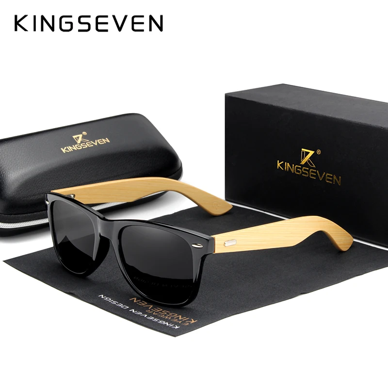 Солнцезащитные очки KINGSEVEN поляризационные для мужчин и женщин бамбуковые