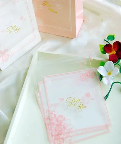 Красивая розовая роза дизайн подарочная упаковка мешок печенья инструмент для