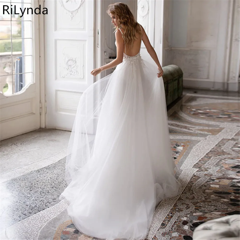 Сексуальное открытое свадебное платье без рукавов с v-образным вырезом Vestido De Noiva, кружевные свадебные платья без спинки, Robe De Mariage