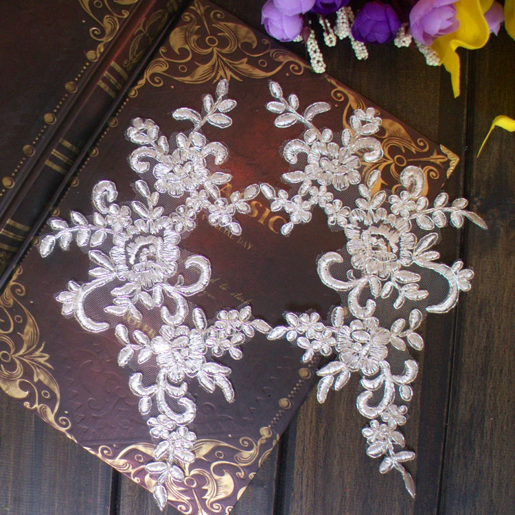 Распродажа 1 пара свадебное платье аппликация кружева патчи для DIY невесты