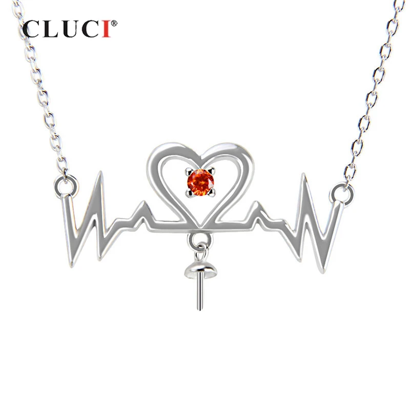 

CLUCI 925 Sterling Silver Heartbeat Pendant Necklace Sweet Love Pendant Necklace Valentine's Gift Jewelry for Women SN031SB