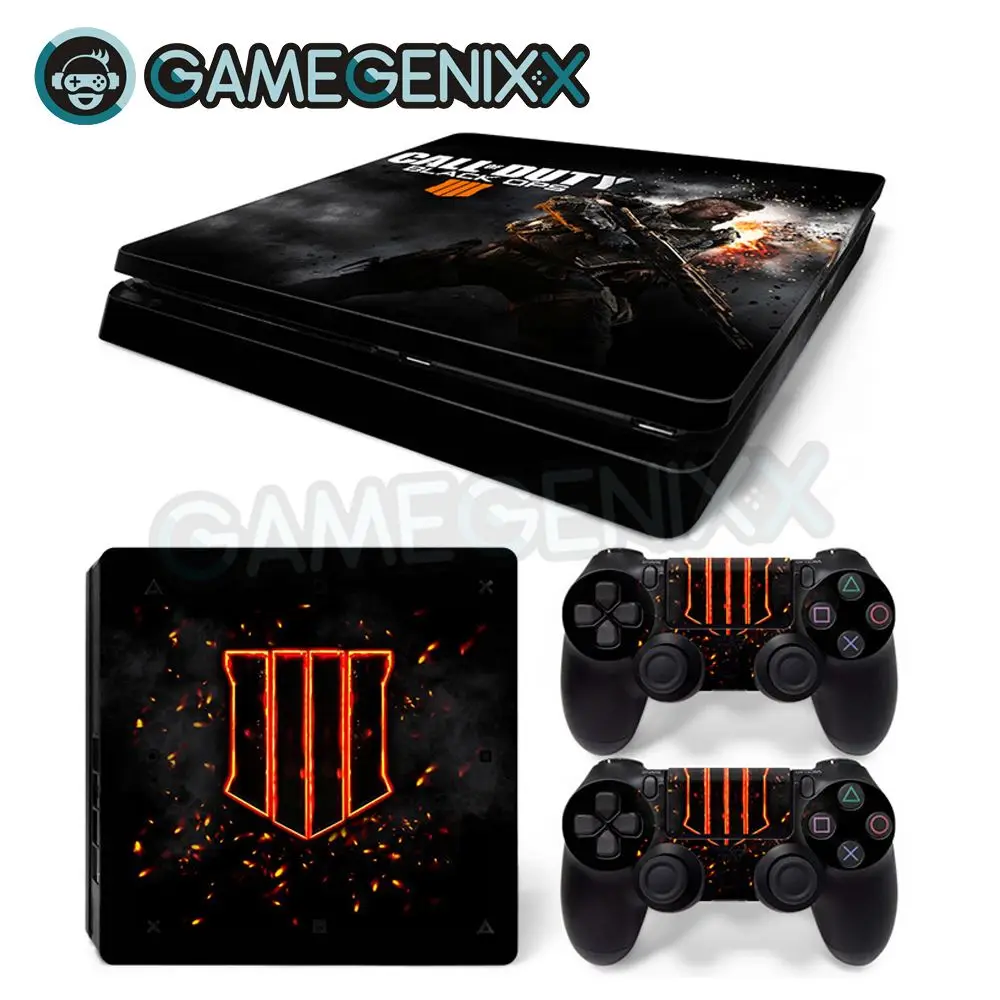 Виниловая наклейка на кожу GAMEGENIXX для PS4 Slim Console и 2 контроллера черный Снайпер Call