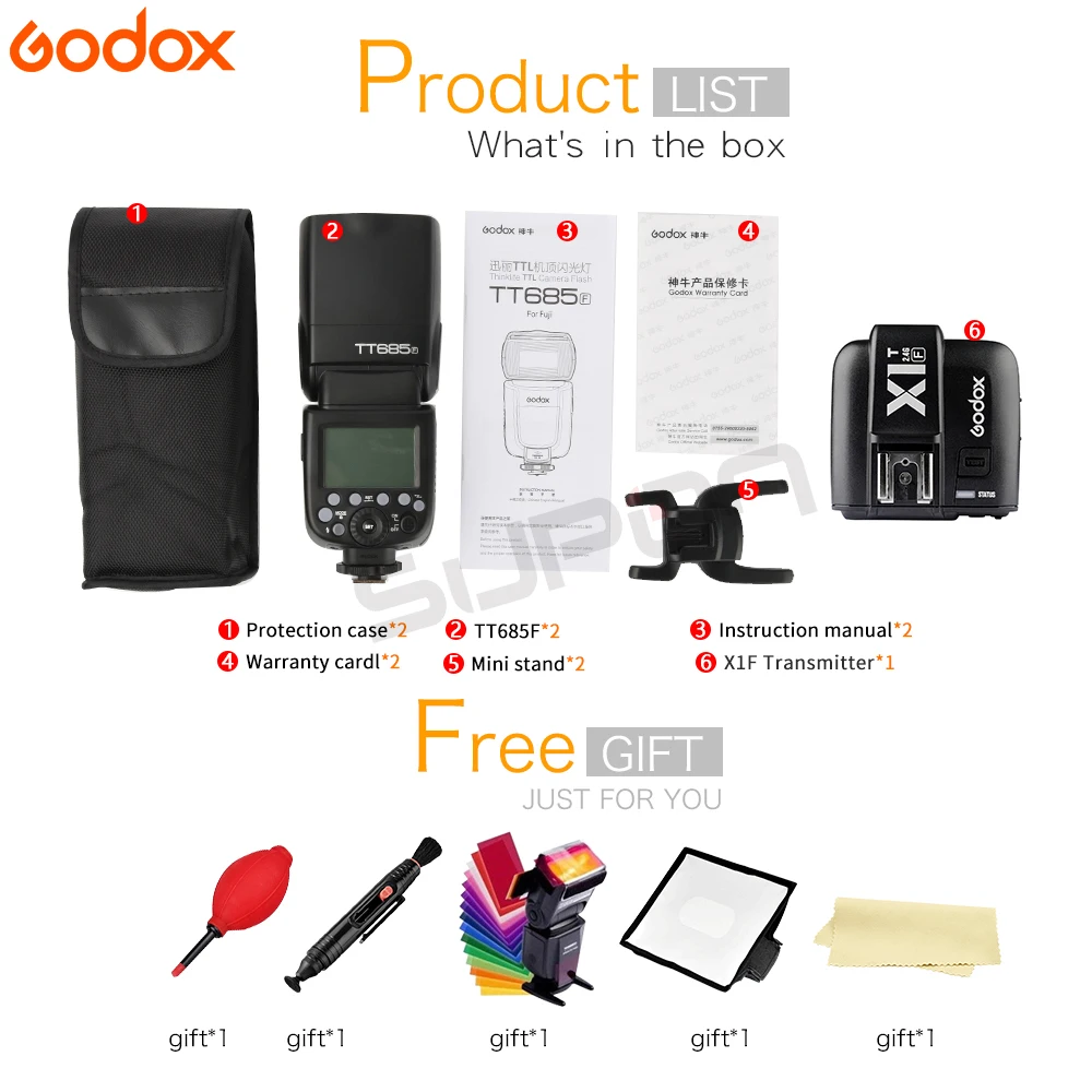 2 * Godox TT685F TT685 вспышка 4G HSS 1/8000 s ttl GN60 беспроводной скоростной + X1T F передатчик