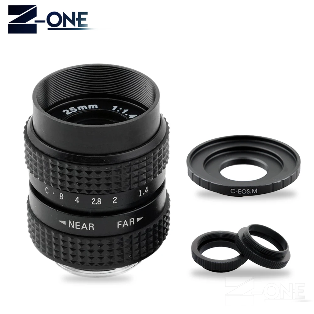 Объектив 25 мм F1.4 CC TV и крепление C для беззеркальной камеры Canon EOS M M1 M2 M3 M5 M6 M10