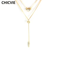 chicvie crystal necklaces pendants mutilayer gold color necklaces charm wedding jewelry sne160092105