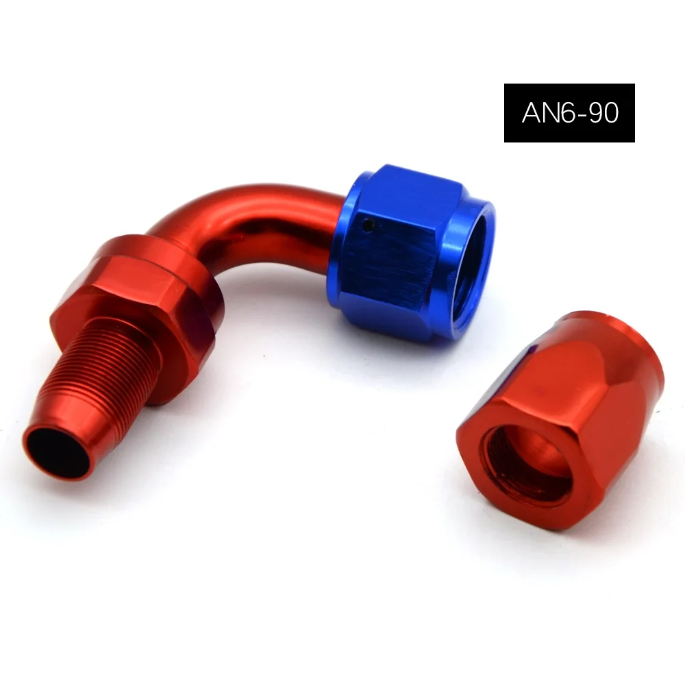 90 degree AN6 Алюминиевый шарнир ptfe тефлоновый Шланг Концевой фитинг прямые 45 90 180 градусов для тефлоновый топливный трубопровод - Цвет: 90 degree