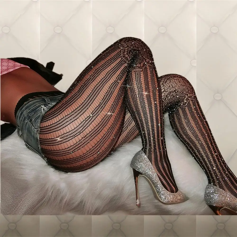 Серый Женские ажурные колготки, черные стразы, колготки, collant femme, сексуальные, размера плюс чулки "Medias" de mujer, эротическое tenu белье 858 - Цвет: Серый