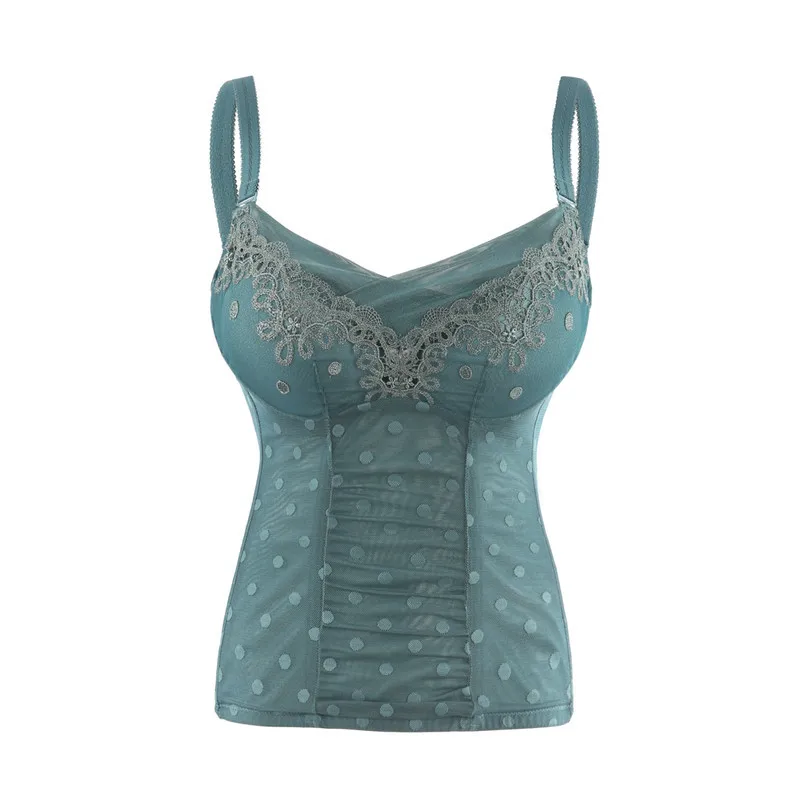 Женский кружевной корсет с вышивкой в горошек сетчатый сексуальный бюстье