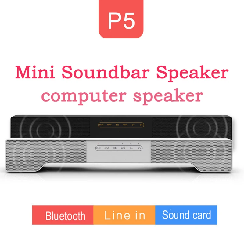 Мини Bluetooth динамик Саундбар P5 10Wx2 тяжелый бас стерео портативный аудио для