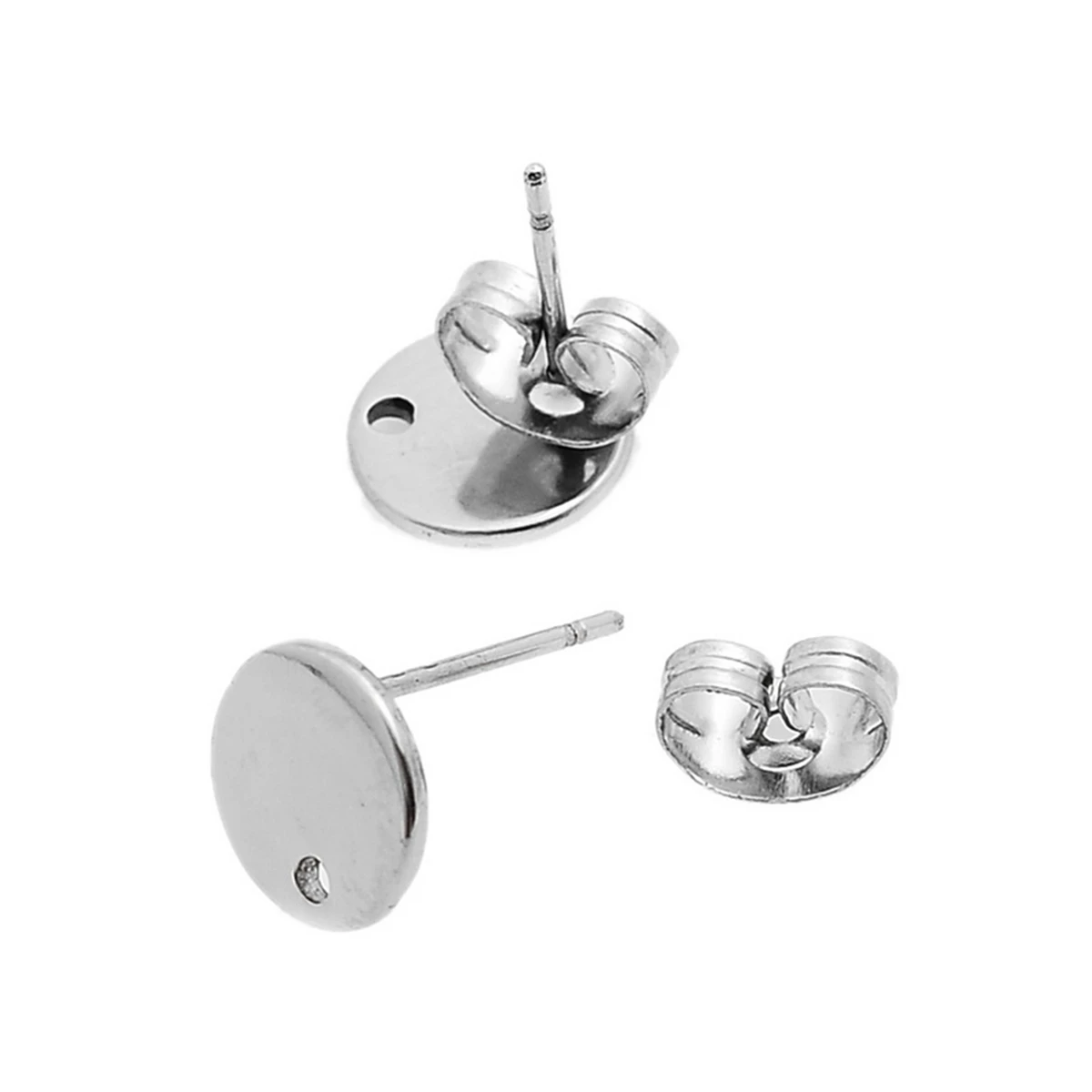 Сережки-гвоздики из нержавеющей стали серебристого цвета LASPERAL с наушниками