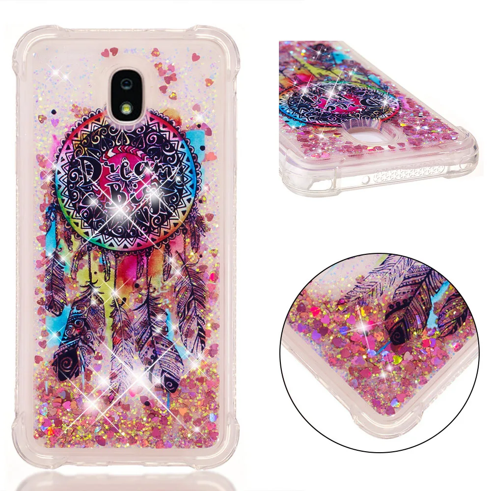 Блестящий чехол для Samsung Galaxy J7 Star V Refine 2018 Dynamic Love Heart quicksand Case SM J737P силиконовый
