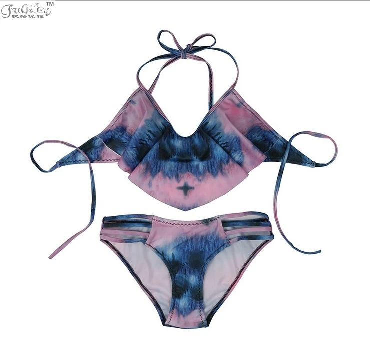 Beach Riot пикантные синий галстук краситель бикини печати Для женщин высокое