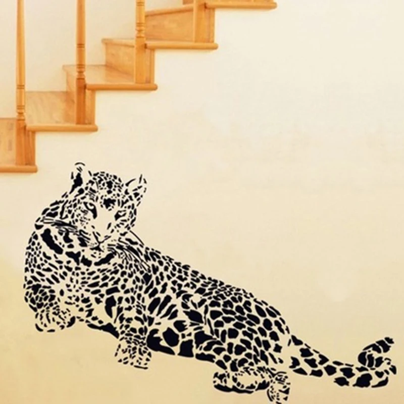 Модные черные ПВХ наклейки на стену Гепард Леопард 3D Съемные Наклейки стены