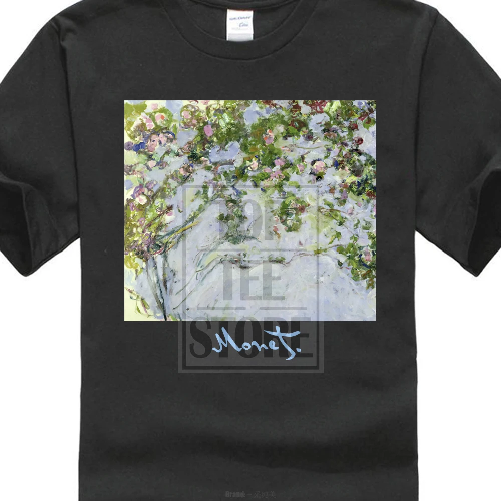 Модные футболки Les Roses от Клода Моне 2018 Забавный принт с круглым вырезом высокое