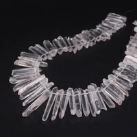 60 66pcsstrand top drilled polished natural clear quartz point beadsraw crystal quartz gems tusk stick spike pendants jewelry