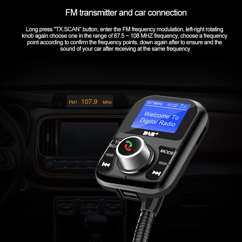Nulaxy FM Bluetooth передатчик приемник DAB Handsfree автомобильный комплект с ЖК дисплеем